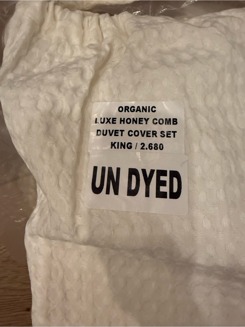 Quince Organic Luxe Honeycomb King Cal King Duvet Cover Set NWT Undyed - Picture 4 of 5